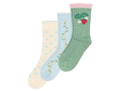 MINIPOP strømper 3-pak i clear sky med print