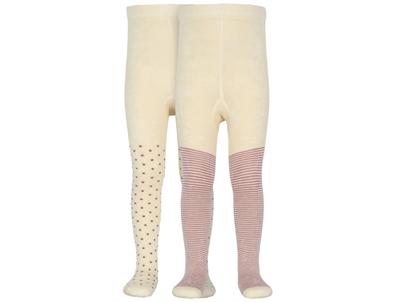 MINIPOP bambusstrømpebukser i pale pink med prikker