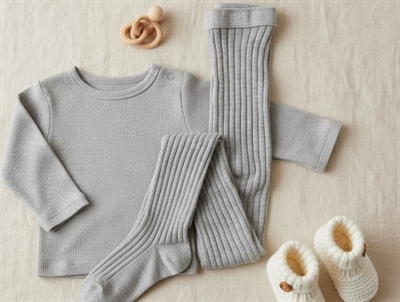 MPkids strømpebukser i grå ribstrik til børn