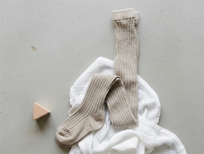 MPkids strømpebukser lysebrun melange i rib