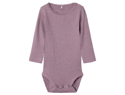 Name It body elderberry melange med blondekant