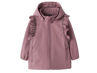 Name It softshelljakke wistful mauve med flæser og glimmer