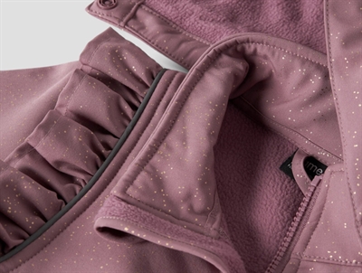 Name It softshelljakke wistful mauve med flæser og glimmer