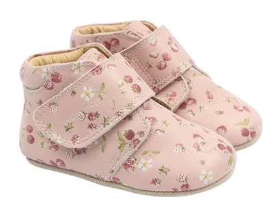 pom pom hjemmesko misty rose med jordbærprint og velcro