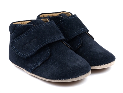 Pom Pom hjemmesko navy med velcro og ruskind