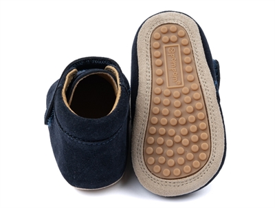 Pom Pom hjemmesko navy med velcro og ruskind