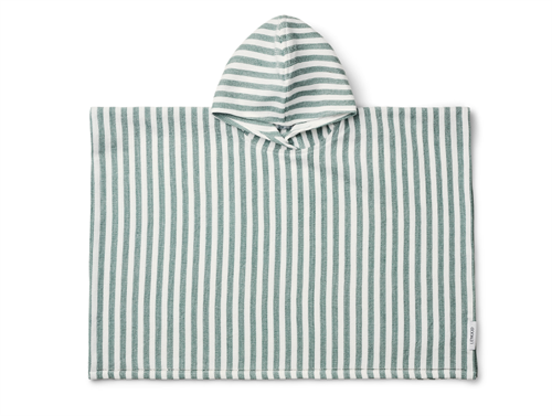 Liewood stripes peppermint/white junior badeponcho Paco