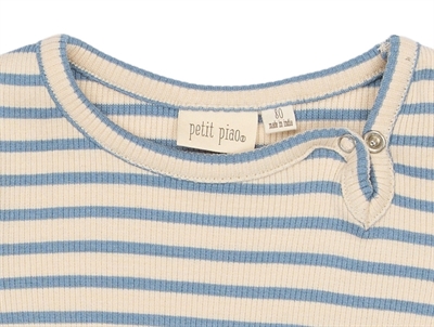 Petit Piao bodystocking råhvid med blå striber forfra