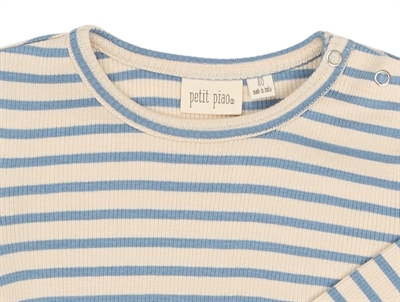 Petit Piao bluse råhvid med blå striber detalje