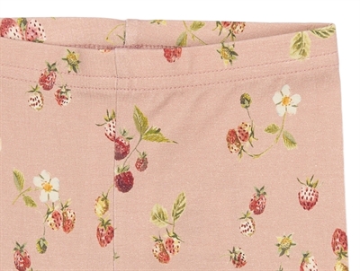 Petit Piao leggings rosa med jordbær mønster closeup