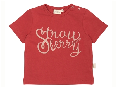 Petit Piao t-shirt rød med strawberry print forfra