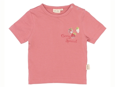 Petit Piao t-shirt rosa med jordbærprint forfra