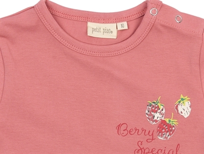 Petit Piao t-shirt rosa med Berry Special print detalje
