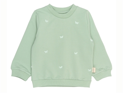 Petit Piao sweatshirt i lysegrøn med butterfly broderi forfra