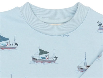 Petit Piao sweatshirt lyseblå med både halsudskæring