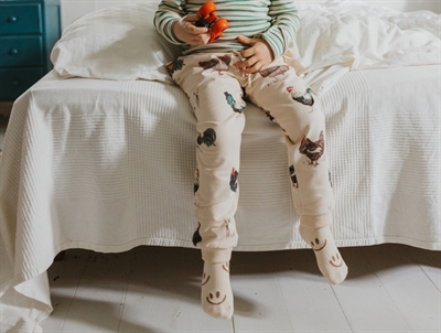 Petit Piao sweatpants råhvid med haner på barn