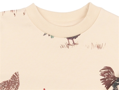 Petit Piao sweatshirt råhvid med haner detalje hals