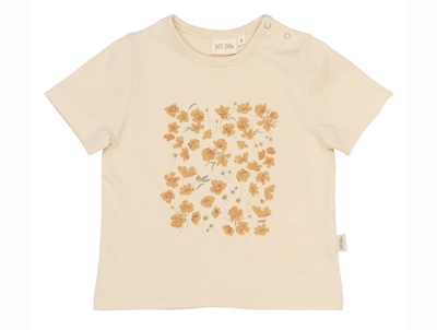 Petit Piao t-shirt råhvid med blomsterprint forfra