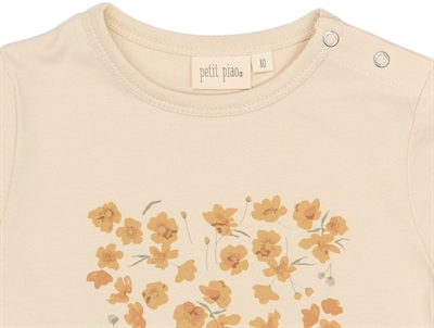 Petit Piao t-shirt råhvid med blomsterprint detalje
