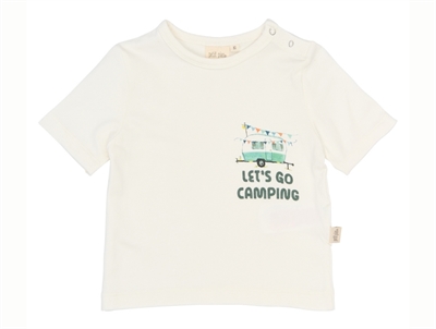 Petit Piao t-shirt råhvid med campingprint forfra