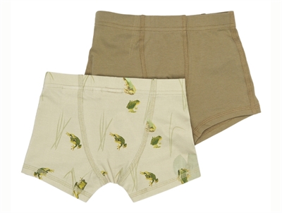 Petit Piao boxershorts 2-pack i lysegrøn og olivengrøn med frøprint