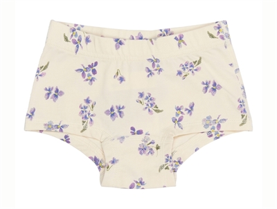 Petit Piao hipsters i creme nuance med lilla blomster forfra