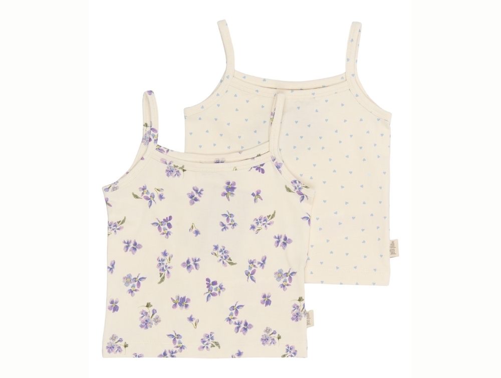 Petit Piao Undertrøjer Eggnog Viola Med Blomsterprint 2-pak  - Str. 4y 104cm