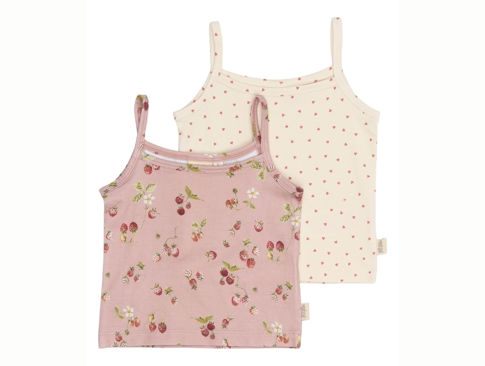 Petit Piao Undertrøjer Misty Rose Med Jordbærprint 2-pak - Str. 5y 110cm