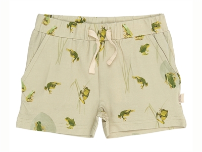 Petit Piao shorts beige med frøer forfra