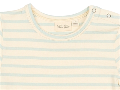 Petit Piao t-shirt råhvid med lyseblå striber detalje