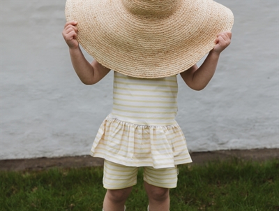Petit Piao bike shorts råhvid med gule striber på barn
