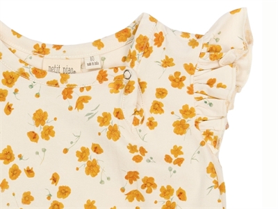 Petit Piao kjole råhvid med buttercup detalje
