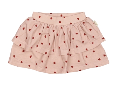 Petit Piao nederdel rosa med røde hjerter print set forfra