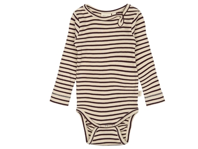 Petit Piao body med striber i dark grape