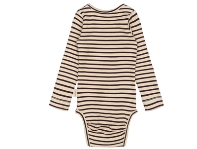 Petit Piao body med striber i dark grape bagfra