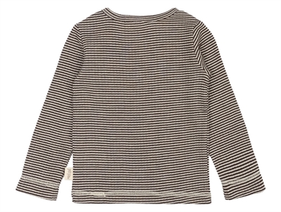 Bagside af merinould T-shirt med coffee bean striber fra Petit Piao