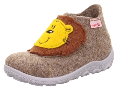 Superfit Happy Octi hjemmesko beige uldfilt med løvehoved