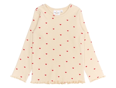 THE NEW siblings Rhea langærmet rib t-shirt med røde hjerter front