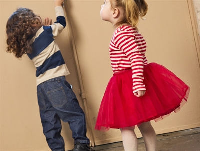 THE NEW Siblings langærmet rib T-shirt stribet rød hvid set på barn