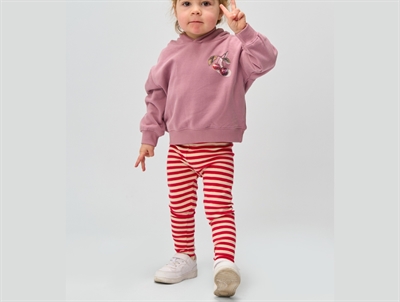 Barn iført THE NEW siblings ribleggings i rød/hvid stribet