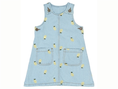 THE NEW Siblings Saja denim kjole light blue denim med citronbroderi forfra
