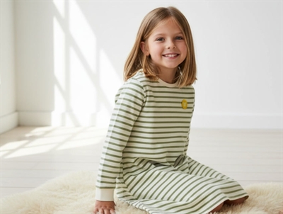 Wood Wood kjole Aya offwhite/olive stripes