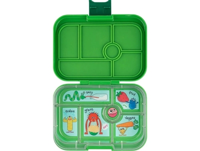 Yumbox Original bento madkasse grøn/sjove monstre med 6 rum